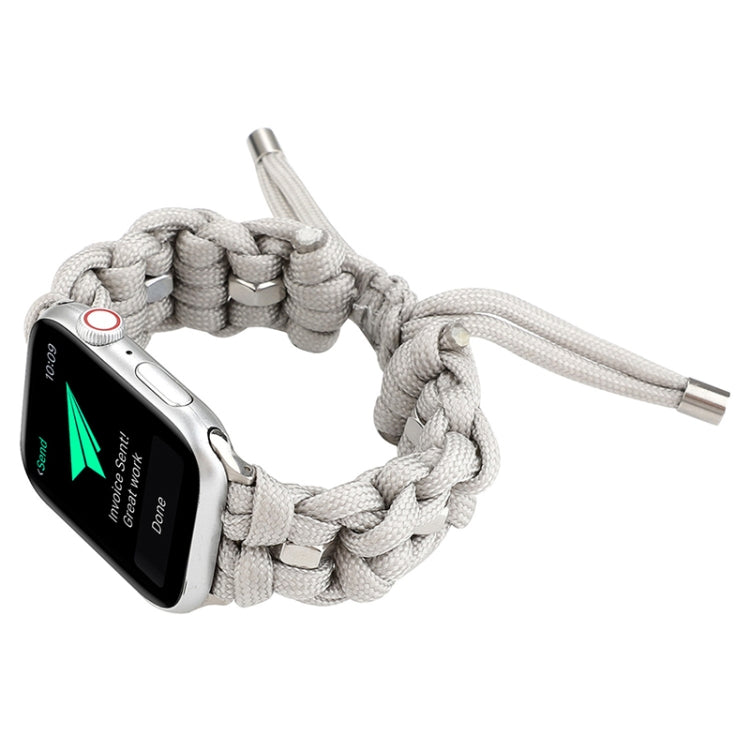 For Apple Watch Ultra 49mm Screw Nut Braided Paracord Watch Band(White)