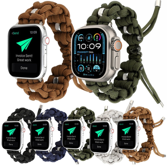 For Apple Watch Ultra 49mm Screw Nut Braided Paracord Watch Band(Blue)