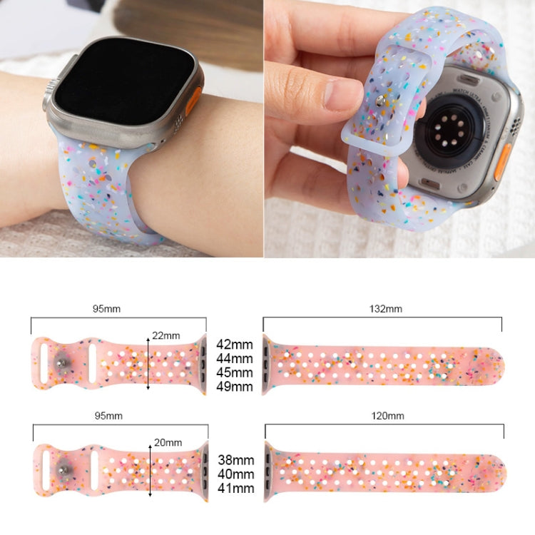 For Apple Watch SE 2023 44mm Jelly Color Dots Liquid Silicone Watch Band(White)