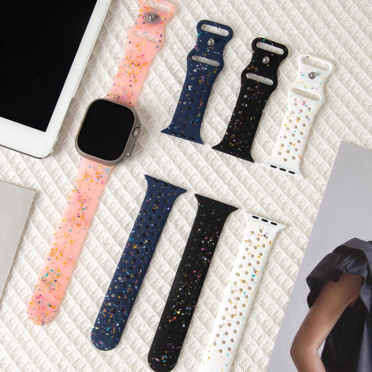 For Apple Watch SE 2023 44mm Jelly Color Dots Liquid Silicone Watch Band(White)