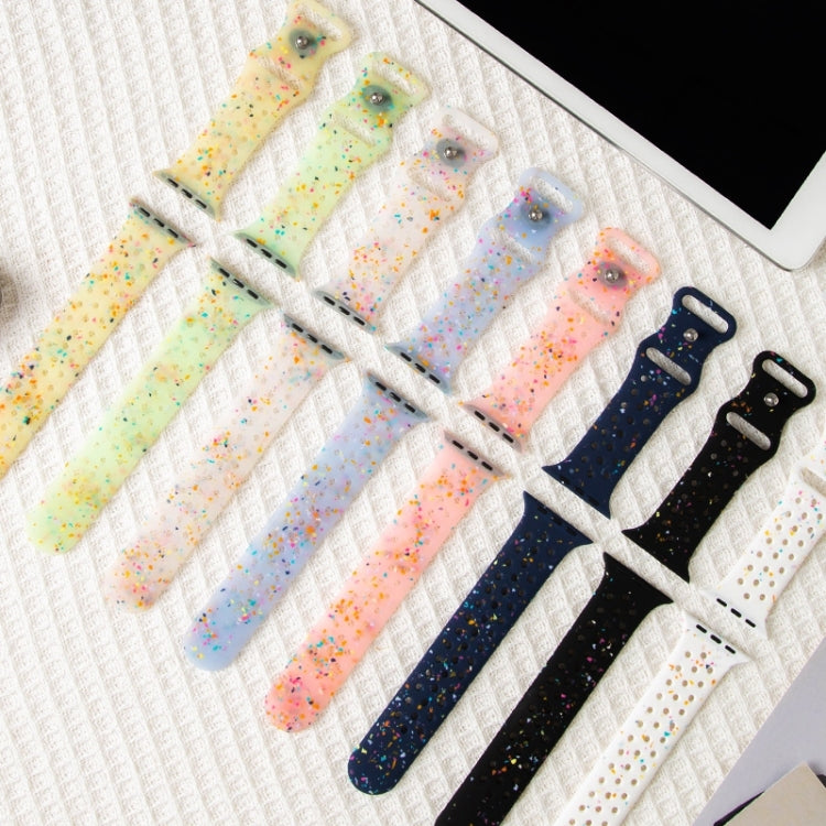 For Apple Watch SE 2023 44mm Jelly Color Dots Liquid Silicone Watch Band(White)