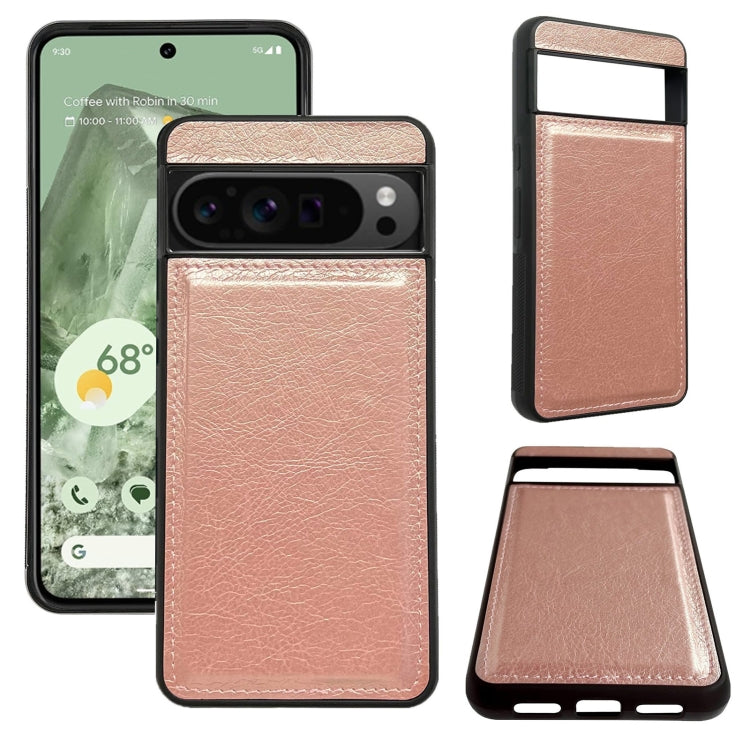 For Google Pixel 9 Pro XL Cowhide Texture Back Cover Phone Case(Rose Gold)