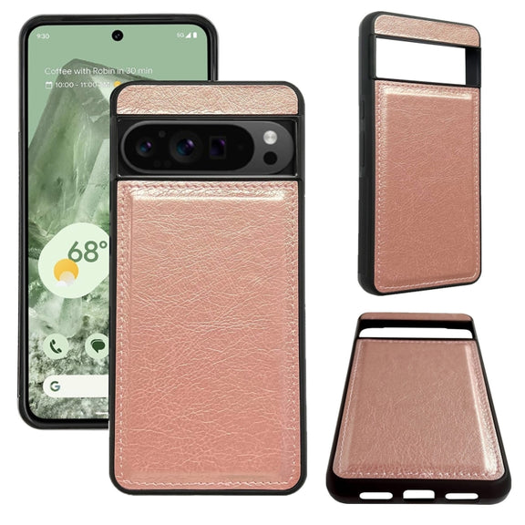 For Google Pixel 9 Pro XL Cowhide Texture Back Cover Phone Case(Rose Gold)