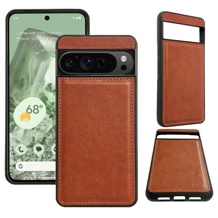 For Google Pixel 9 Pro XL Cowhide Texture Back Cover Phone Case(Brown)