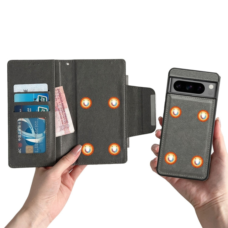 For Google Pixel 9 Pro XL Multifunctional 7-Card Wallet Leather Phone Case(Grey)
