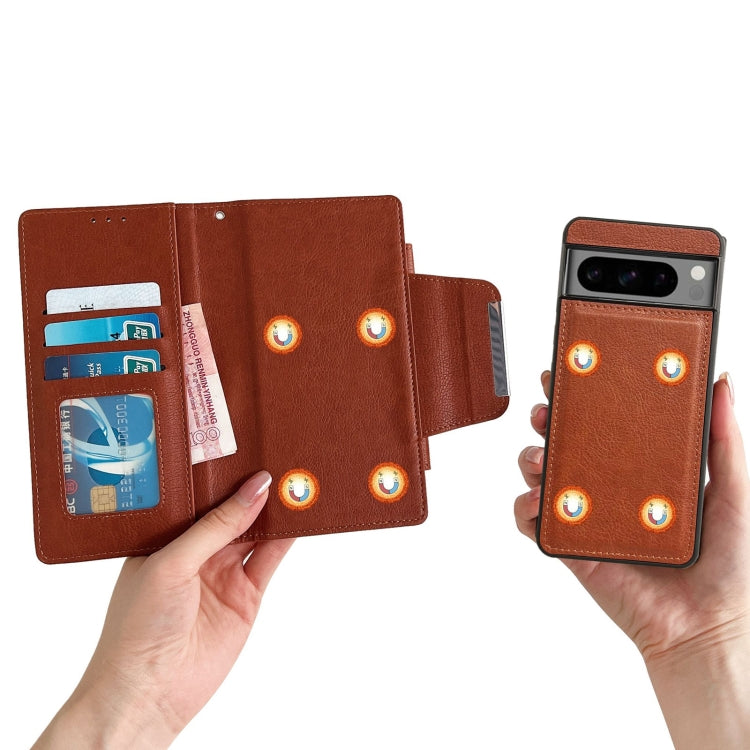 For Google Pixel 9 Pro XL Multifunctional 7-Card Wallet Leather Phone Case(Brown)
