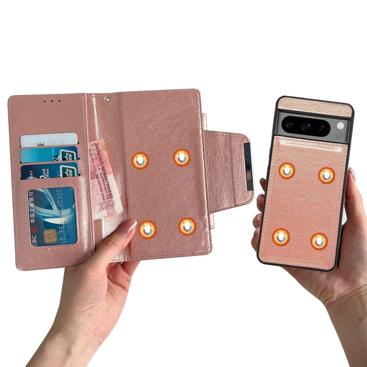 For Google Pixel 9 / Pixel 9 Pro Multifunctional 7-Card Wallet Leather Phone Case(Rose Gold)