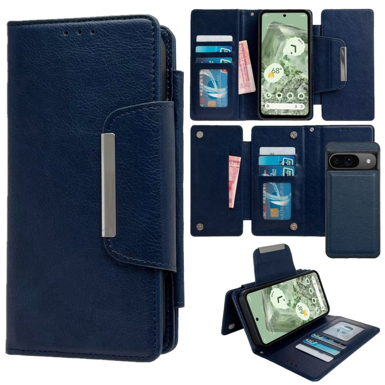 For Google Pixel 9 / Pixel 9 Pro Multifunctional 7-Card Wallet Leather Phone Case(Royal Blue)