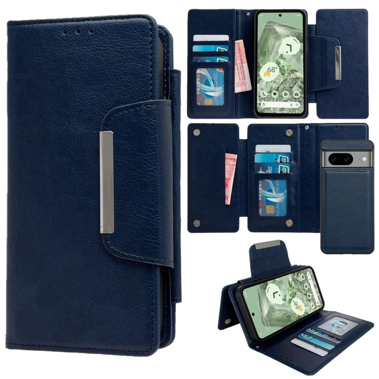 For Google Pixel 8a Multifunctional 7-Card Wallet Leather Phone Case(Royal Blue)