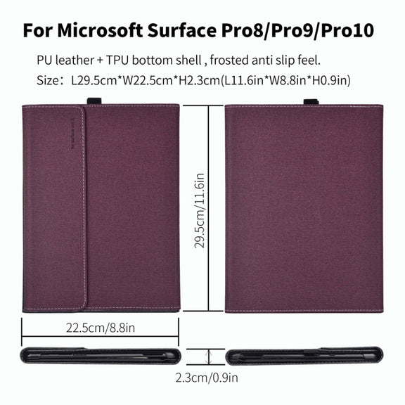 For Microsoft Surface Pro 10 Cloth Texture PC Tablet Protective Case(Wine Red)