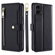 For Motorola Moto G24 4G Sheep Texture Cross-body Zipper Wallet Leather Phone Case(Black) - Motorola Cases by PMC TechLife | Online Shopping South Africa | PMC TechLife | Buy Now Pay Later Mobicred