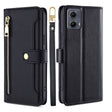 For Motorola Edge 5G 2024 Sheep Texture Cross-body Zipper Wallet Leather Phone Case(Black) - Motorola Cases by PMC Jewellery | Online Shopping South Africa | PMC Jewellery | Buy Now Pay Later Mobicred