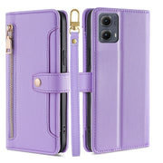 For Motorola Edge 5G 2024 Sheep Texture Cross-body Zipper Wallet Leather Phone Case(Purple)