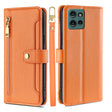 For Motorola Edge 50 5G Sheep Texture Cross-body Zipper Wallet Leather Phone Case(Orange) - Motorola Cases by PMC TechLife | Online Shopping South Africa | PMC TechLife | Buy Now Pay Later Mobicred