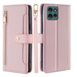For Motorola Edge 50 5G Sheep Texture Cross-body Zipper Wallet Leather Phone Case(Pink) - Motorola Cases by PMC TechLife | Online Shopping South Africa | PMC TechLife | Buy Now Pay Later Mobicred