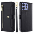 For Motorola Edge 50 Pro 5G Sheep Texture Cross-body Zipper Wallet Leather Phone Case(Black) - Motorola Cases by PMC TechLife | Online Shopping South Africa | PMC TechLife | Buy Now Pay Later Mobicred