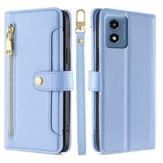 For Motorola Moto G 5G 2024 Sheep Texture Cross-body Zipper Wallet Leather Phone Case(Blue)