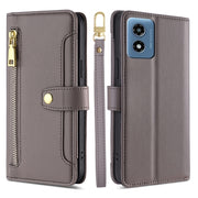 For Motorola Moto G 5G 2024 Sheep Texture Cross-body Zipper Wallet Leather Phone Case(Grey)