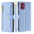 For Motorola Edge 50 Fusion 5G Sheep Texture Cross-body Zipper Wallet Leather Phone Case(Blue) - Motorola Cases by PMC TechLife | Online Shopping South Africa | PMC TechLife | Buy Now Pay Later Mobicred