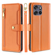 For Motorola Edge 50 Neo 5G Sheep Texture Cross-body Zipper Wallet Leather Phone Case(Orange) - Motorola Cases by PMC TechLife | Online Shopping South Africa | PMC TechLife | Buy Now Pay Later Mobicred