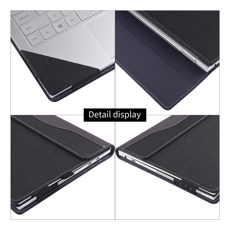 For Microsoft Surface Laptop 6 13.5 inch Cloth Texture Laptop Leather Case With Stand Function(Black)