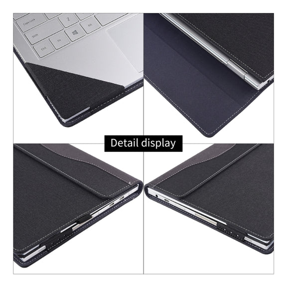 For Microsoft Surface Laptop 6 13.5 inch Cloth Texture Laptop Leather Case With Stand Function(Black)