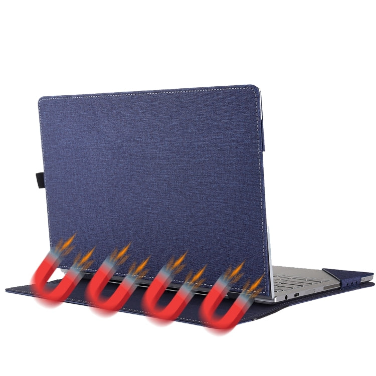 For Microsoft Surface Book 3 / 2 / 1 13.5 inch Cloth Texture Laptop Leather Case With Stand Function(Blue)