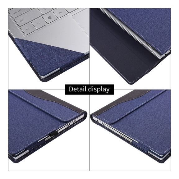 For Microsoft Surface Book 3 / 2 15 inch Cloth Texture Laptop Leather Case With Stand Function(Blue)