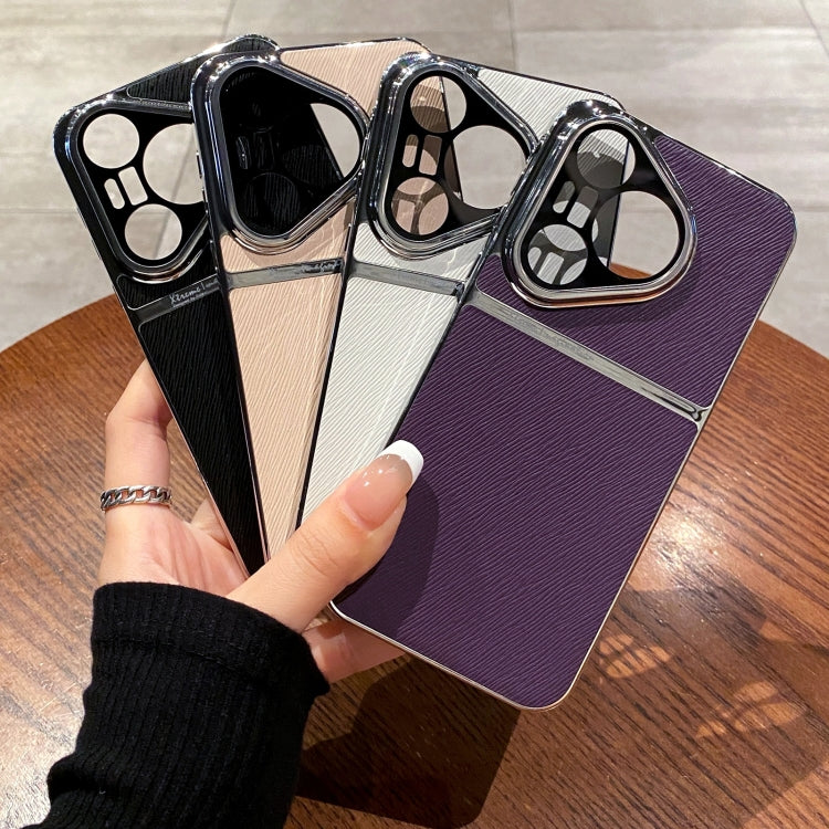 For Huawei Pura 70 Electroplating Oblique Texture Shockproof Phone Case(Black)