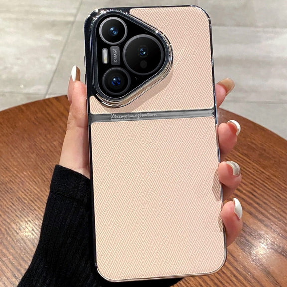 For Huawei Pura 70 Pro Electroplating Oblique Texture Shockproof Phone Case(Gold)