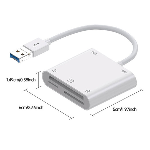 7 in 1 USB 3.0 + 8 Pin Interface Multi-function OTG Card Reader(White)