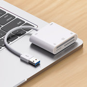 7 in 1 USB 3.0 + 8 Pin Interface Multi-function OTG Card Reader(White)