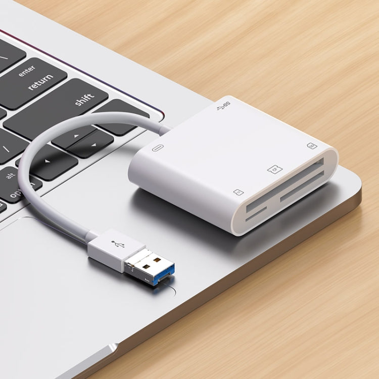 7 in 1 USB 3.0 + 8 Pin Interface Multi-function OTG Card Reader(White)