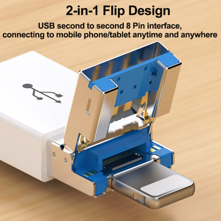 7 in 1 USB 3.0 + 8 Pin Interface Multi-function OTG Card Reader(White)