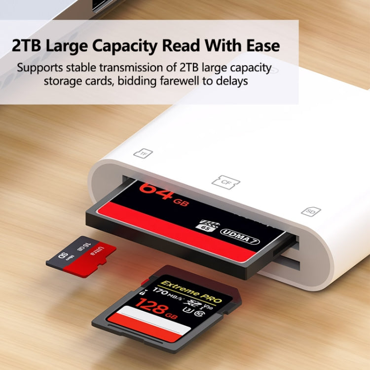 7 in 1 USB 3.0 + 8 Pin Interface Multi-function OTG Card Reader(White)
