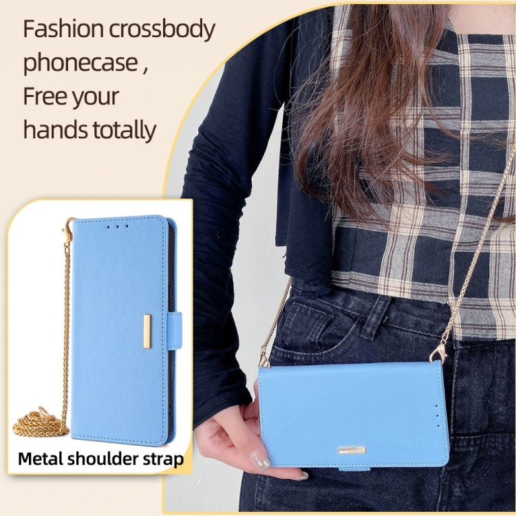 For Huawei Pura 70 5G Crossbody Chain Leather Phone Case(Blue)