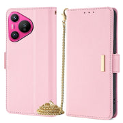 For Huawei Pura 70 5G Crossbody Chain Leather Phone Case(Pink)