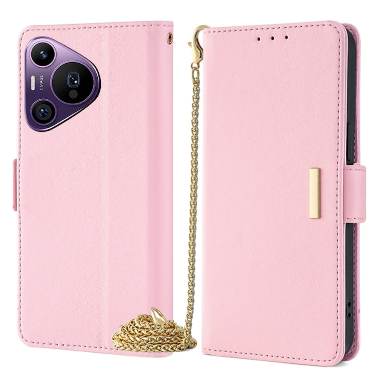 For Huawei Pura 70 Pro / 70 Pro+ 5G Crossbody Chain Leather Phone Case(Pink)