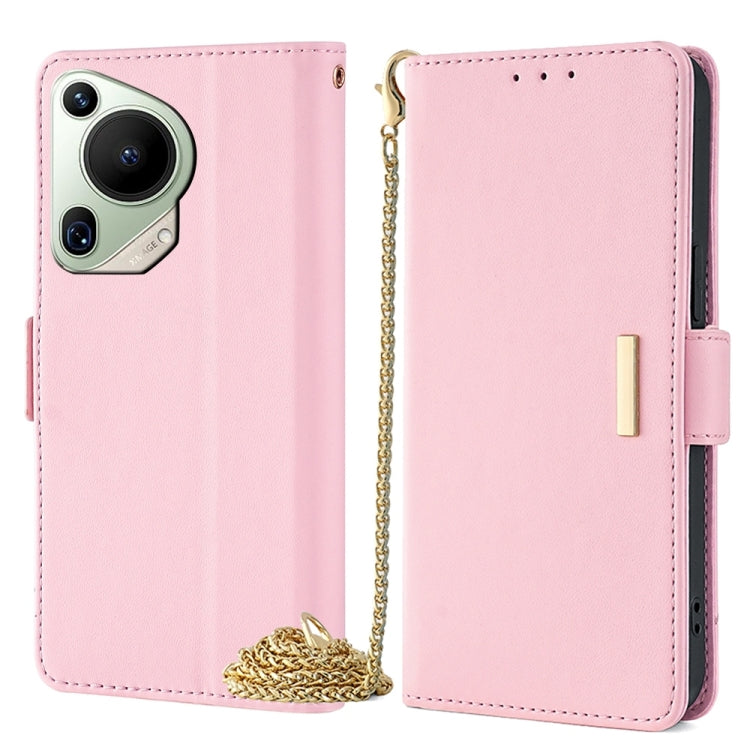 For Huawei Pura 70 Ultra 5G Crossbody Chain Leather Phone Case(Pink)