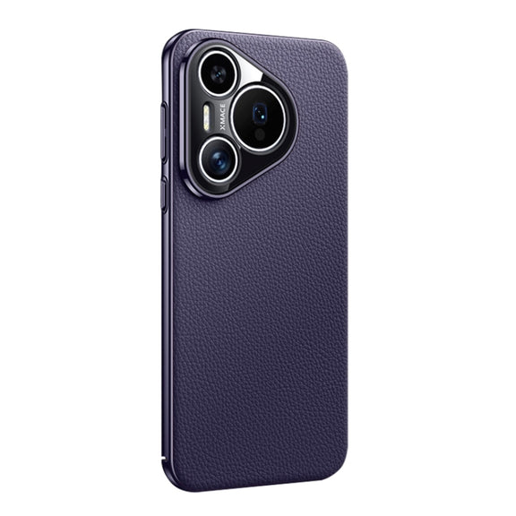 For Huawei Pura 70 Litchi Texture Genuine Leather Phone Case(Dark Purple)