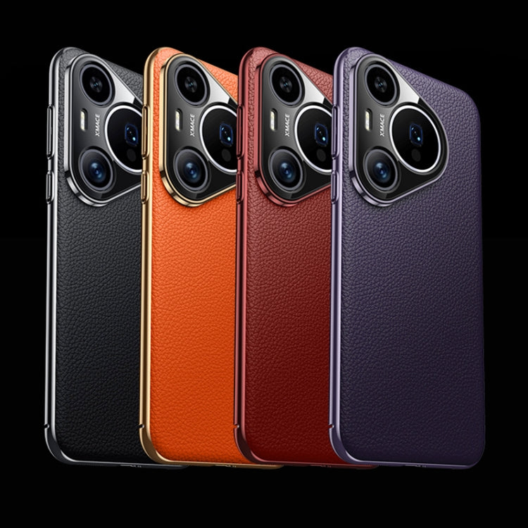 For Huawei Pura 70 Pro / Pro+ Litchi Texture Genuine Leather Phone Case(Orange)
