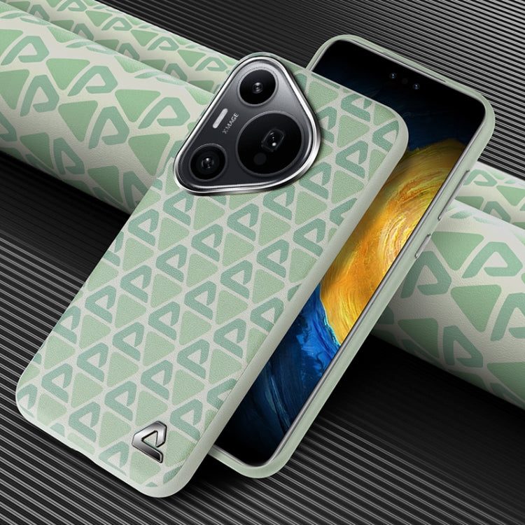 For Huawei Pura 70 Pro / Pro+ Plain Leather Printed Cooling Phone Case(Green)