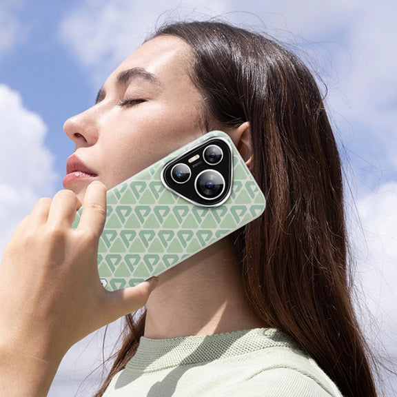 For Huawei Pura 70 Pro / Pro+ Plain Leather Printed Cooling Phone Case(Green)