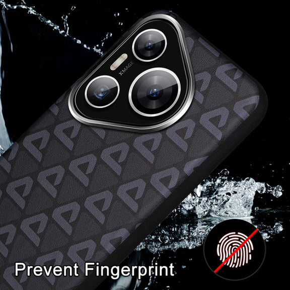 For Huawei Pura 70 Plain Leather Printed Cooling Phone Case(Black)