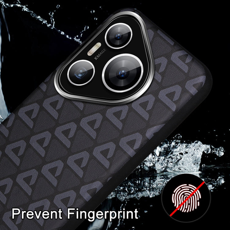 For Huawei Pura 70 Plain Leather Printed Cooling Phone Case(Black)