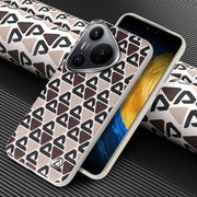 For Huawei Pura 70 Plain Leather Printed Cooling Phone Case(Brown)