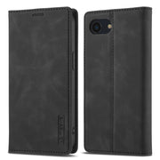 For iPhone 16e LC.IMEEKE Strong Magnetism Microfiber Leather Phone Case(Black)