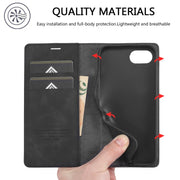 For iPhone 16e LC.IMEEKE Strong Magnetism Microfiber Leather Phone Case(Black)