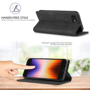 For iPhone 16e LC.IMEEKE Strong Magnetism Microfiber Leather Phone Case(Black)