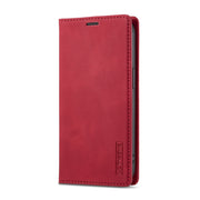 For iPhone 16e LC.IMEEKE Strong Magnetism Microfiber Leather Phone Case(Red)